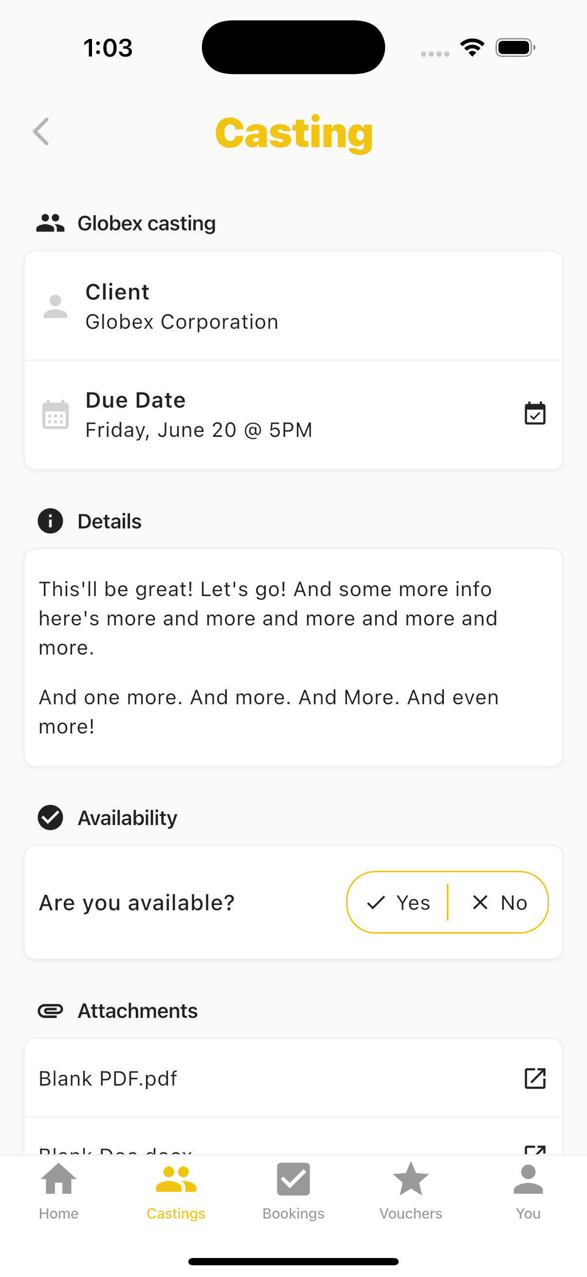 Preview of Modlie app Casting page